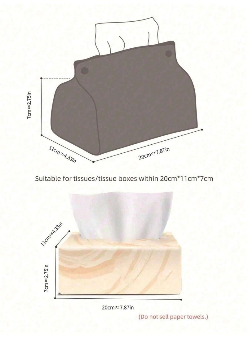 غطاء علبة مناديل بني فاتح فاخر بنقشة زهور بارزة – حامل مناديل جلد صناعي أنيق للمنزل والمكتب - Image 2